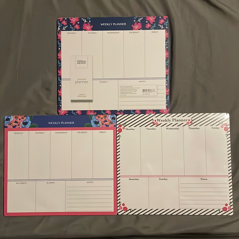 Mouse Pad Weekly Planner Bundle - 3pk